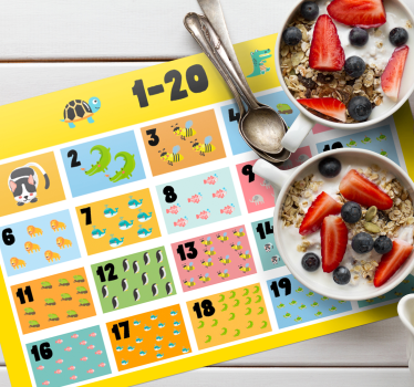 Tischset kinder mit buntem zahlenchart - TenStickers