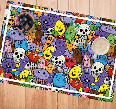 Tischset kinder mit bunten cartoonfiguren - TenStickers