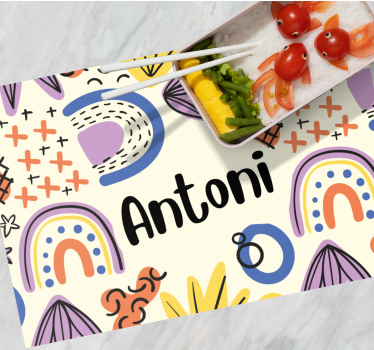 Tischset kinder mit bunten namensmustern - TenStickers