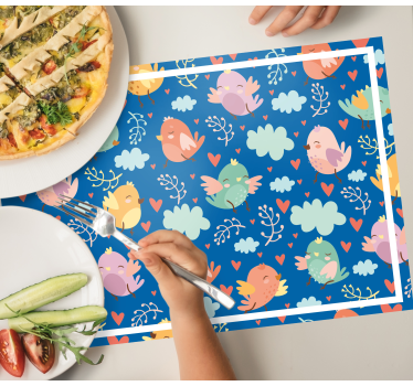Tischset kinder mit bunten vogelmustern - TenStickers