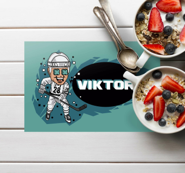 Tischset kinder mit cartoon eishockeyspieler - TenStickers