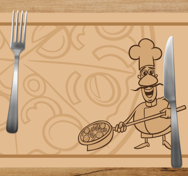 Tischset kinder mit chef der pizza hält - TenStickers