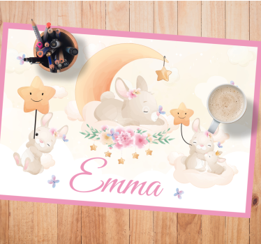 Tischset kinder mit hasen-mond-szene - TenStickers