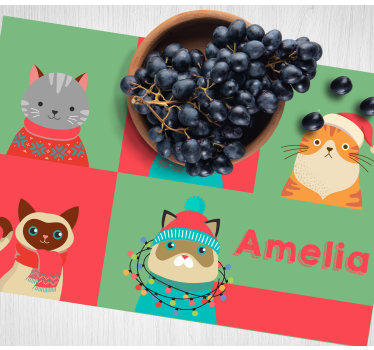 Tischset kinder mit süßen cartoon-katzen - TenStickers