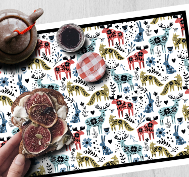 Tischset kinder mit verspieltem tiermuster - TenStickers