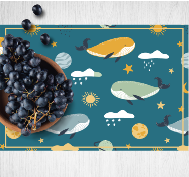 Tischset kinder mit walen und himmlischen mustern - TenStickers