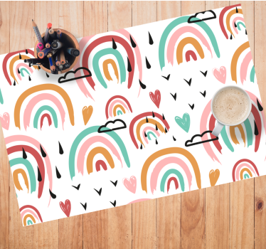 Tischset kinder regenbogen herz muster - TenStickers