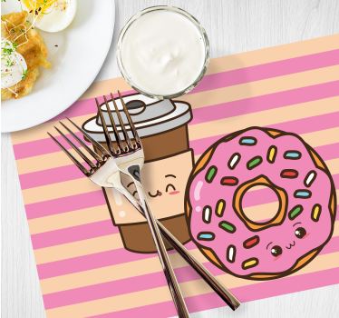 Tischset kinder süße kaffeetasse donut - TenStickers
