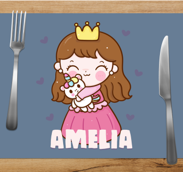 Tischset kinder süße prinzessin mit einhorn - TenStickers