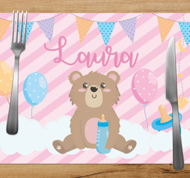 Tischset kinder süßer bär mit luftballon - TenStickers