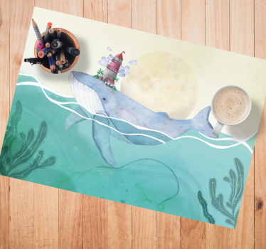 Tischset kinder wal mit leuchtturm - TenStickers