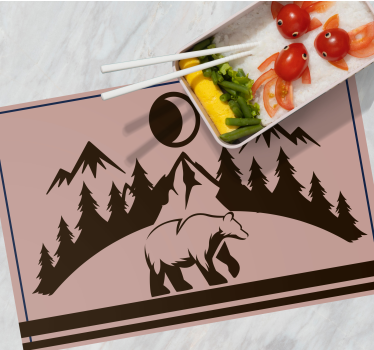 Tischset mit namen bären-silhouette szene - TenStickers