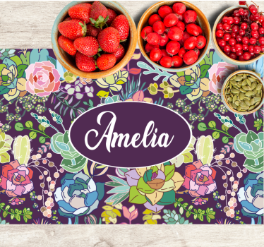 Tischset mit namen florales personalisiertes kunstwerk - TenStickers