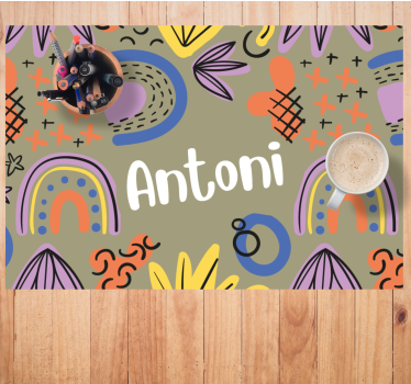Tischset mit namen im bunten design - TenStickers