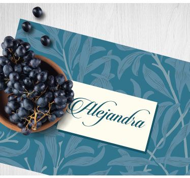 Tischset mit namen im eleganten blattdesign - TenStickers