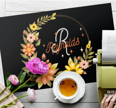 Tischset mit namen personalisierte blumenarrangement - TenStickers