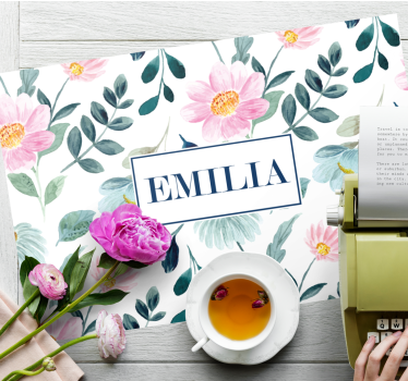 Tischset mit namen personalisierte blumenmotive - TenStickers
