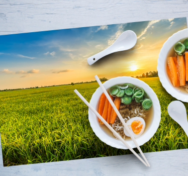 Tischset mit namen sonnenuntergang reisfeld - TenStickers
