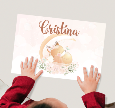 Tischset mit namen süße fuchsillustration - TenStickers