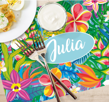 Tischset mit namen tropisches blumendesign - TenStickers