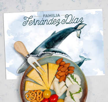 Tischset mit namen walfamilienillustration - TenStickers