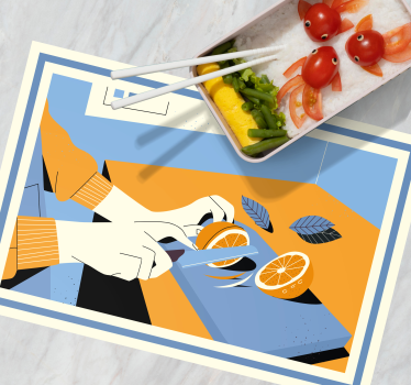 Tischset modern für frisches orangen schneiden - TenStickers