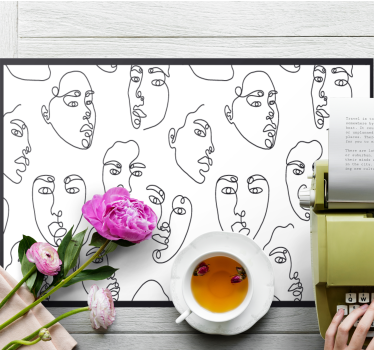 Tischset modern mit abstrakter gesichts-linienzeichnung - TenStickers