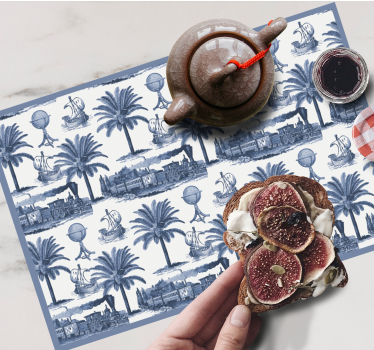 Tischset modern mit nostalgischen reisemotiven - TenStickers