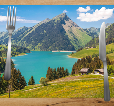 Tischset rechteckig Ästhetische fotografie von bergen und bäumen - TenStickers