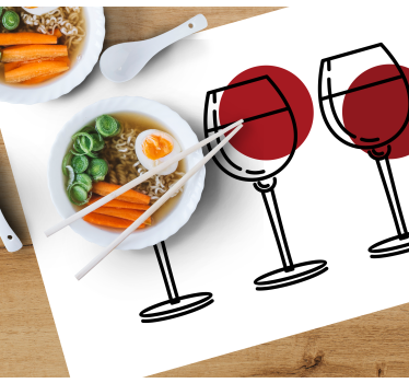 Tischset rechteckig Gläser wein - TenStickers