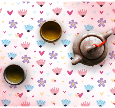 Tischset rechteckig Herzen und blumen - TenStickers