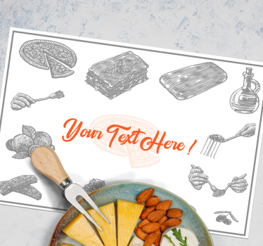 Tischset rechteckig Italienische nahrungsmittelikonen mit text - TenStickers