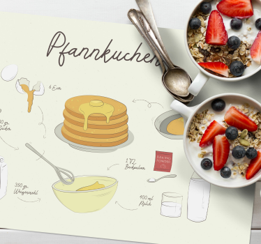 Platzset rechteckig Minimalistisches Pfannkuchen Rezept - TenStickers