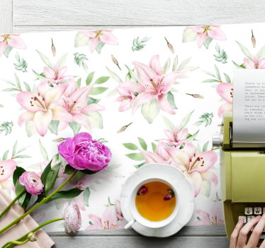 Tischset rechteckig Rosa aquarell lilien blumenmuster - TenStickers