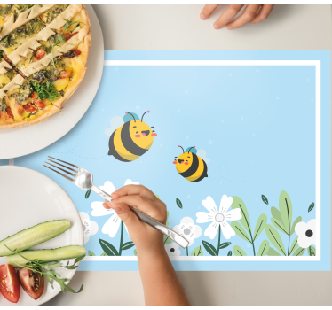 Tischset rechteckig Weiße blume mit biene - TenStickers