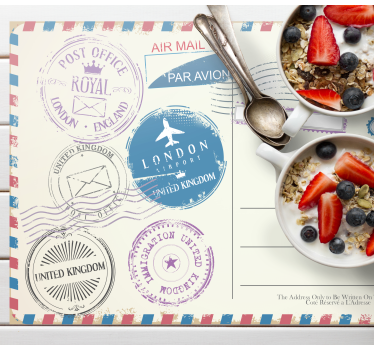 Tischset text reise-stempel kollektion - TenStickers