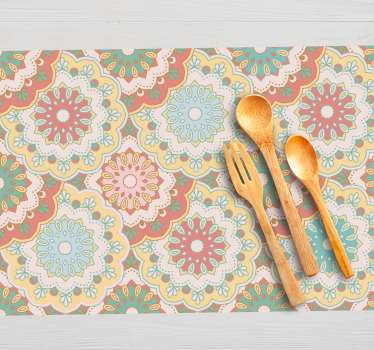 Tischset textur mit bunten blumenmustern - TenStickers