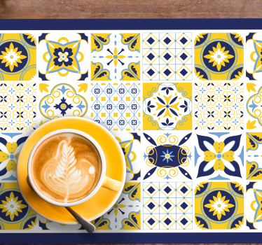 Tischset textur mit bunten fliesenmustern - TenStickers