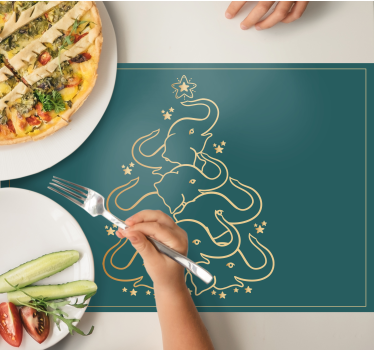 Tischset weihnachten eleganter elefant baum - TenStickers