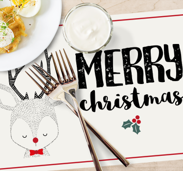 Tischset weihnachten mit fröhlicher rentier-illustration - TenStickers