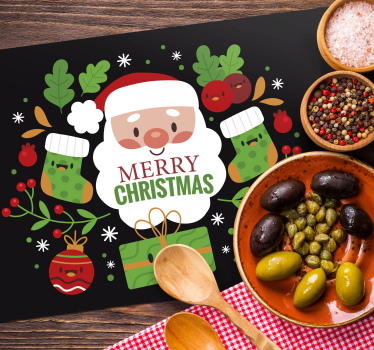 Tischset weihnachten mit fröhlicher santa-illustration - TenStickers