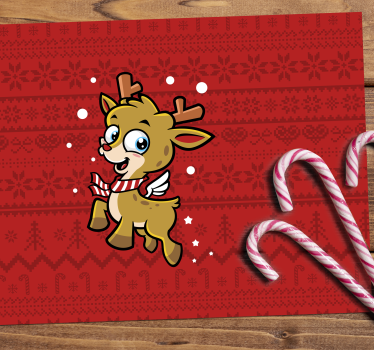 Tischset weihnachten mit niedlichem rentiercharakter - TenStickers