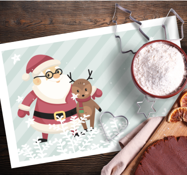 Tischset weihnachten weihnachtsmann mit rentier - TenStickers