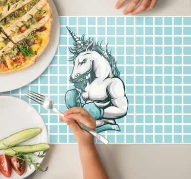 Tischset Zuhause Training fitnessstudio einhorn cartoon - TenStickers