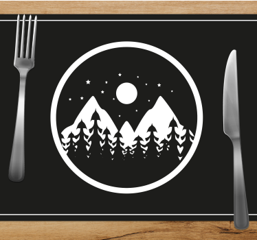 Tischsets originell Berge mit pinien und gras - TenStickers