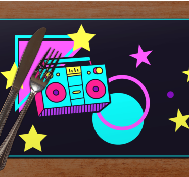 Tischsets originell bunte retro boom box - TenStickers