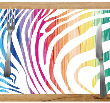 Tischsets originell bunte zebra streifen - TenStickers