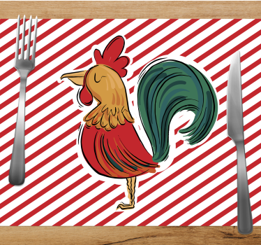 Tischsets originell hahn mit streifen - TenStickers