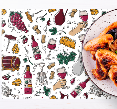 Tischsets originell im wein und käse design - TenStickers
