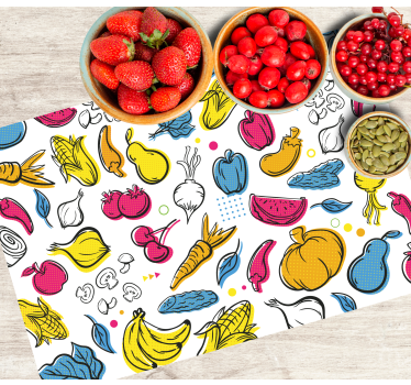 Tischsets originell mit bunten gemüse-mustern - TenStickers